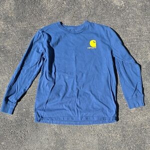 Carhartt Boys Blue Long Sleeve Tee with Yellow Logo M (10/12)